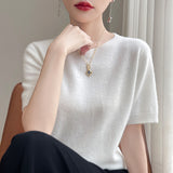 Wool Blended 2026 Autumn And Winter New Women's First-Line Ready-Upled Collar Collar Short-Sleeved Knitted T-Shirt