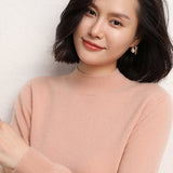 Cashmere 2026 Autumn And Winter New Lady Body Repair Semi-High-Necked Solid-Color Short-Case Knitted Sweater
