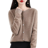 Line Ready-Sheed Seamless 100% Pure Wool 2026 Autumn And Winter New Women's Short Collar Loose Knitted Sweater Coat