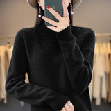 Wool Blended 2026 Autumn And Winter New Women's First-Line Ready-To-Wear Half-High-Necked Scribble Warm Knitted Bottom Sweater