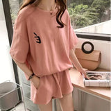 Women's Sports Suit Summer New Korean Version Of The Tide Big-Size Fat Mm Casual Loose Girl Shorts Shorts Two-Sleeve Two-Sleeve Women