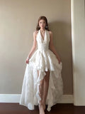 French Sweet Holiday Wind Hanging Neck Dress Spring And Summer New Temperament Super Fairy Irregular Tail Seaside Holiday Dress