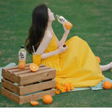 Dopamine Yellow Sleeveless Dress Woman 2026 Summer French Seaside Holiday Super Fairy Beach Skirt