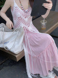 Two Sets Of Women's High-End Pink Gentle Sling Dress Women's Summer New Holiday Wind Seaside Hoodie
