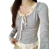 Fake Two-Piece Under-Wearing Shirt Woman's New Early Autumn Chic Repair Shoulder Long-Sleeved White Blouse Spring And Autumn