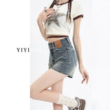 High-Waisted Denim Shorts Women 2025 Summer New Hot Babes Yellow Mud Design Sense Thin A Word Straight Hot Pants