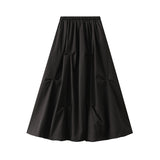 Mid-2025 Autumn New Set Loose Waist Half-Dress Woman Design Sense Irregular Folds A Word Long Skirt 1820