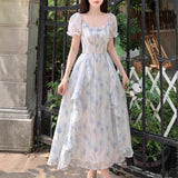 Large-Size French Gentle Fairy Floral Collar Dress Women Summer Fat Mm Waist Thin Temperament Elegant Dress
