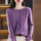 Line Ready-Sheed Seamless 100% Pure Wool 2026 Autumn And Winter New Women's Short Collar Loose Knitted Sweater Coat