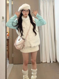 Autumn And Winter Korean Warm Furry Sleeveless Lamb Wool Vest Coat Folded Soft Languid Sweater