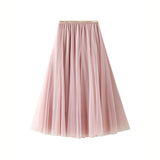 Net Dress Half-Dress Woman 2025 New Spring And Summer Long Dress Long-Term Long-Singlin Long-Singed-Long-Shaped High-Waisted Skirt Ponyy Ffy Skirt 0803