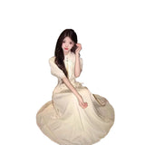 Summer Beauty Gentle Korean Temperament Simple Generous Dress Senior Sense Thin White Cloak Dress Dress Woman