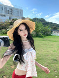 Spice Girl Blossoms On The Word Of The Shen's Summer Seaside Vacation Sweet Wearing Red Packed Butty Short Dress Set