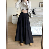 Large-Size Korean Black Suit Skirt Spring 2025 New High-Waist A Skirt Slightly Fat Thin French Long Dress