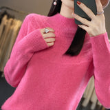 Wool Blended 2026 Autumn And Winter New Women's First-Line Ready-To-Wear Half-High-Necked Scribble Warm Knitted Bottom Sweater