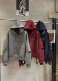 Thirteen Lines Of High-Quality Korean Version Of Loose Long-Sleeved Hooded Jacket Women's Letter Embroidery Spliced Striped Sleeves On The Top