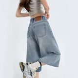 Light-Colored Denim Shorts Women Seven-Point Trousers Summer Trend With Thin Small Loose-Legged 7-Point Trousers