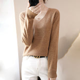 Wool Blended 2026 Autumn And Winter Women's New Short-Term With Small V-Neck Solid Color Loose Inside The Bottom Korean Version Of The Knitted Shirt