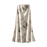 Streaming Gold Ding Noodle Print Tight Waist Tie Dye Medium Long Half Skirt With Hip Fishtail Skirt 2025 New 9836-1