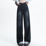 Blue-Gray Wide-Legged Jeans Women's New High-Waisted Loose-Hanging Straight-Fitting Trousers In Autumn 2025