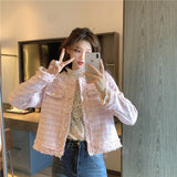 Small Fragrant Wind Coarse Flowers Coat Autumn And Winter 2025 New Temperament Trough Short Street Long-Sleeved Top Women's Clothing