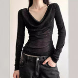 Unique Special To The Lion Collar Long-Sleeved T-Shirt For The Girls In The Summer New Design With A Slimmed-Up Hottie Top