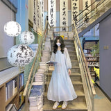 Gentle And Lazy Style French Irregular Splicing Long Sleeve Dress Women Spring And Autumn Loose Thin Lantern Sleeve Long Skirt