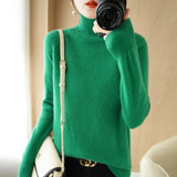 Wool Blended 2026 Autumn And Winter New Women's Loose High-Collar High-Necked Short-Colored Shoulder Thick Sweater Bottom Knitted Shirt