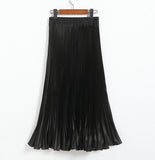 Metal Luster Polyester Pressure Folded Half Skirt Original Single Long Skirt Silk Clear Silk #8035