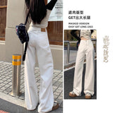 White Wide-Legged Jeans Women's Autumn 2025 Trend With New High-Waisted Loose Thin Vertical Trousers