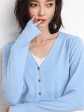 Wool Blended 2026 Autumn And Winter Women's New Loose V-Neck Solid Color Short Knitted Cardigan Jacket Sweater Spring