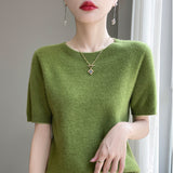 Wool Blended 2026 Autumn And Winter New Women's First-Line Ready-Upled Collar Collar Short-Sleeved Knitted T-Shirt