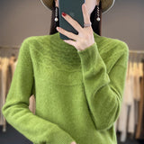 Wool Blended 2026 Autumn And Winter New Women's First-Line Ready-To-Wear Half-High-Necked Scribble Warm Knitted Bottom Sweater