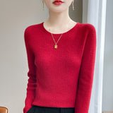 Line Ready-Upled Wool Blending 2026 Autumn And Winter New Women's Short Dress-Up Round Collar Pit Inside The Bottom Knitting Shirt