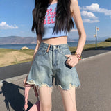 Hairy Denim Shorts Girl 2025 Summer New High-Rise Slim Retroa Character Hot Pants