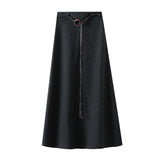 Autumn New Knitted High-End Retro-Striped Twilled Half-Dressed Dress 2025 Thin Dress Woman 99991