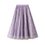 Mori Embroidered Embroidered Waist-Up Double-Layer Mesh Dress Mid-Summer New Temperament Skirt Half-Dress Dress 1928