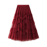Cake Skirt 2025 Spring New Mesh Dress Design Half-Dress Net Yarn Splicing Ponpong Skirt D1865