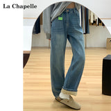 Light Blue Straight Jeans Women 2025 Autumn And Winter Trend With New Plus Velvet High Waist Narrow Version Of Broad Leg Dredged