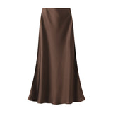 Design Lustrous Silky Silky Dress Half-Dress Women's Summer Long Fishtail Skirt High-Waisted Thin-Butt Skirt9902