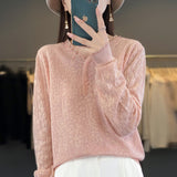 Fine-Woven Wool 2026 Autumn And Winter New Women's Short V-Neck Lace Loose Nail-Pind Jersey Knitted Sweater