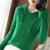 Wool Blended 2026 Autumn And Winter New Women's Loose Hoodie Hoodie Solid Color Short-Case Sweater Knitted Hoodie