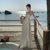 Sanya Seaside Holiday Dress 2026 New Summer White Sling Sling Temperament Slim Skinny Dress