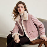 Small Fragrant Wind Pink Wick Velvet Shoulder Coat Women 2026 Autumn And Winter New Fat Mm Velvet Splicing Fur