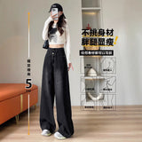 Black Gray Leg Jeans Women Spring And Autumn Winter 2025 Trend New Fashion Slim Loose Straight Pants