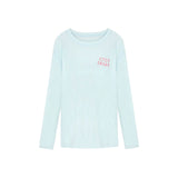Lazy Wind Slack Blue Top Letter Printing Hoodie T-Shirt Girls Summer Thin Casual Loose Sunscreen Shirt