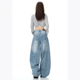 High Street Loose Scimsor Jeans Women 2025 New Three-Dimensional Cut Silhouette Trousers Broad-Legged Trousers