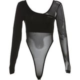 Sexy Yarn Long-Sleeved Conjoined Woman Design Sense Thin Splicing Hottie Tops Small Spring And Autumn
