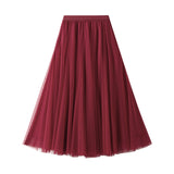 New Long Yarn Skirt Half Dress Girl Autumn And Winter High Waist Long Net Yarn Skirt 100 Folding Skirt A Skirt Fairy Dress 8859