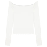 Spice Girls A Word Shoulder Sexy Long-Sleeved T-Shirt Girl Spring And Autumn Pure White Shoulder-To-Shoulder Short Bottom Shirt Top